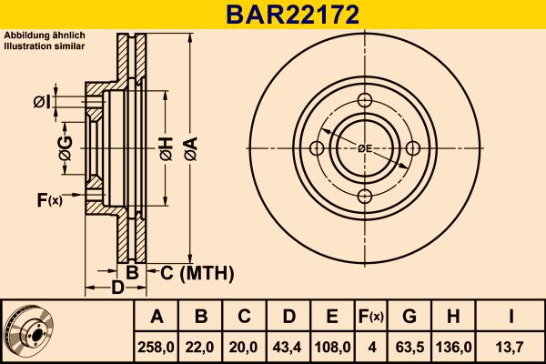 Barum BAR22172 - Гальмівний диск autocars.com.ua