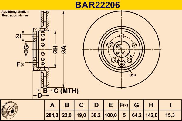 Barum BAR22206 - Гальмівний диск autocars.com.ua