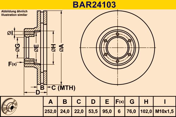 Barum BAR24103 - Гальмівний диск autocars.com.ua