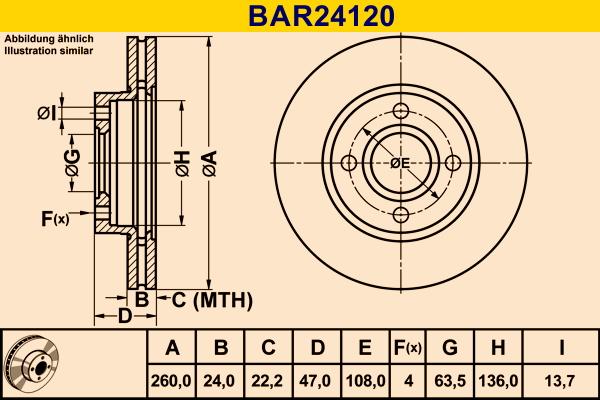 Barum BAR24120 - Гальмівний диск autocars.com.ua