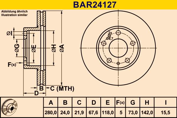 Barum BAR24127 - Гальмівний диск autocars.com.ua