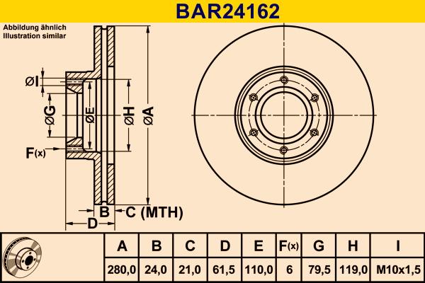 Barum BAR24162 - Гальмівний диск autocars.com.ua
