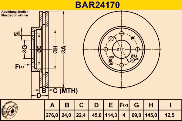 Barum BAR24170 - Гальмівний диск autocars.com.ua