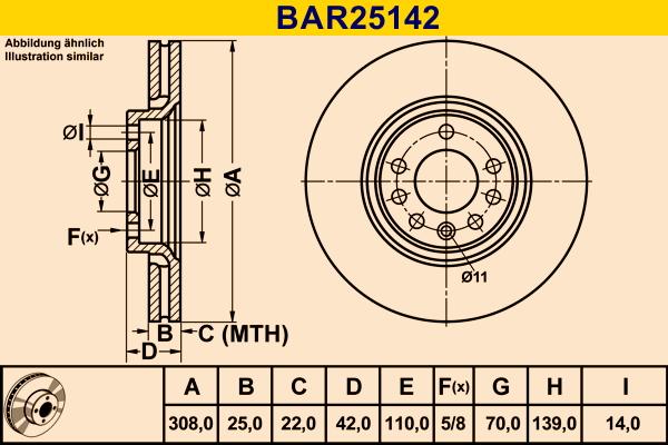 Barum BAR25142 - Гальмівний диск autocars.com.ua