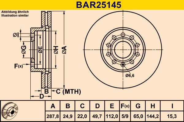 Barum BAR25145 - Гальмівний диск autocars.com.ua