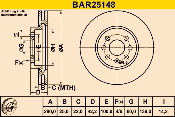 Barum BAR25148 - Гальмівний диск autocars.com.ua