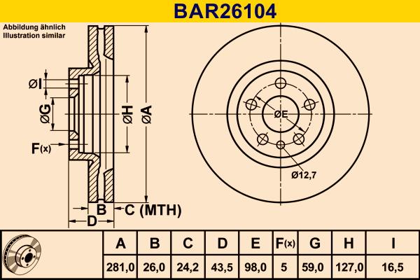 Barum BAR26104 - Гальмівний диск autocars.com.ua