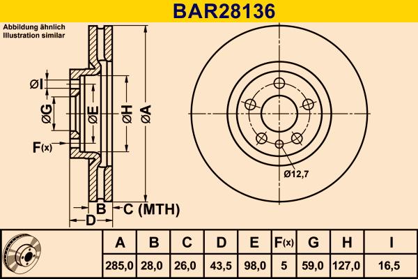 Barum BAR28136 - Гальмівний диск autocars.com.ua