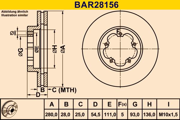 Barum BAR28156 - Гальмівний диск autocars.com.ua