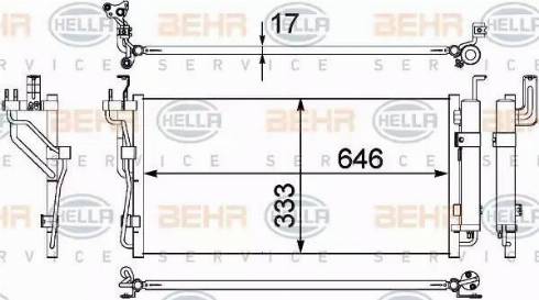 BEHR HELLA Service 8FC 351 304-401 - Конденсатор, кондиціонер autocars.com.ua