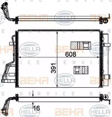 BEHR HELLA Service 8FC 351 318-444 - Конденсатор, кондиціонер autocars.com.ua