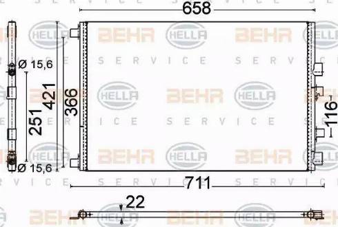 BEHR HELLA Service 8FC 351 318-561 - Конденсатор, кондиціонер autocars.com.ua