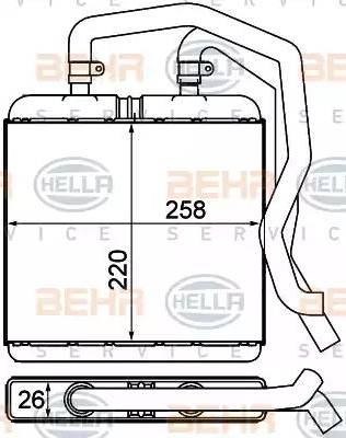 BEHR HELLA Service 8FH 351 000-601 - Теплообмінник, опалення салону autocars.com.ua