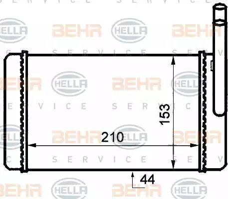 BEHR HELLA Service 8FH 351 024-201 - Теплообмінник, опалення салону autocars.com.ua