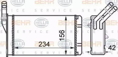 BEHR HELLA Service 8FH 351 024-301 - Теплообмінник, опалення салону autocars.com.ua
