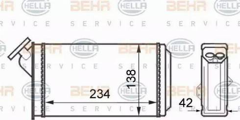 BEHR HELLA Service 8FH 351 024-321 - Теплообмінник, опалення салону autocars.com.ua