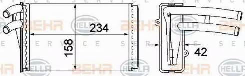 BEHR HELLA Service 8FH 351 045-101 - Теплообмінник, опалення салону autocars.com.ua