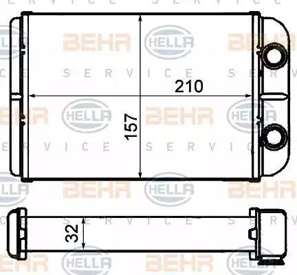 BEHR HELLA Service 8FH 351 308-231 - Теплообмінник, опалення салону autocars.com.ua