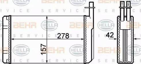 BEHR HELLA Service 8FH 351 308-661 - Теплообмінник, опалення салону autocars.com.ua