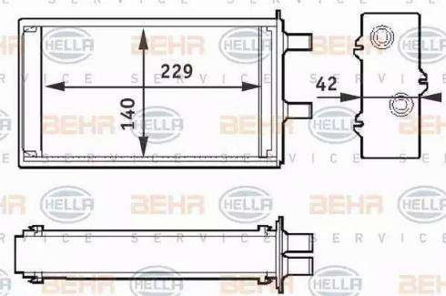 BEHR HELLA Service 8FH 351 311-001 - Теплообмінник, опалення салону autocars.com.ua