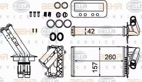 BEHR HELLA Service 8FH 351 311-714 - Теплообмінник, опалення салону autocars.com.ua