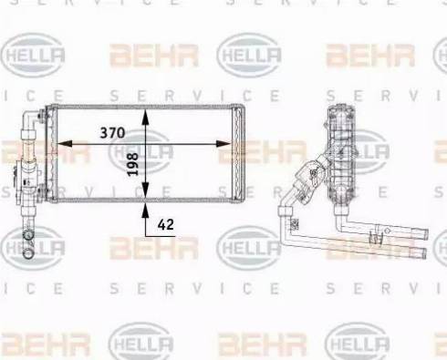 BEHR HELLA Service 8FH 351 312-191 - Теплообмінник, опалення салону autocars.com.ua