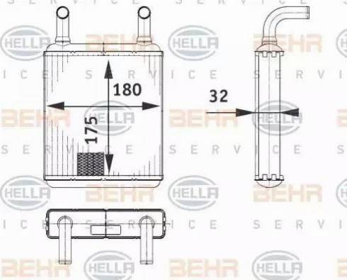 BEHR HELLA Service 8FH 351 312-581 - Теплообмінник, опалення салону autocars.com.ua