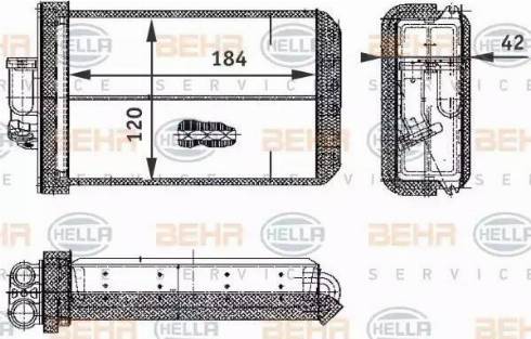 BEHR HELLA Service 8FH 351 312-781 - Теплообмінник, опалення салону autocars.com.ua