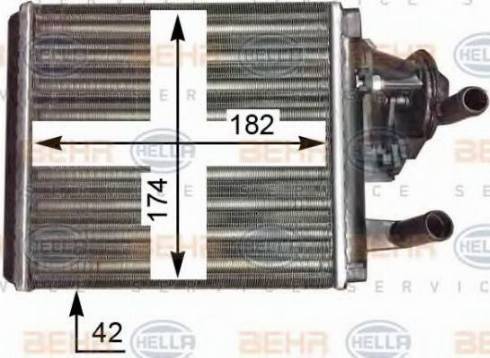 BEHR HELLA Service 8FH 351 313-004 - Теплообмінник, опалення салону autocars.com.ua