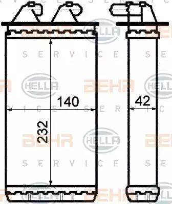 BEHR HELLA Service 8FH 351 313-201 - Теплообмінник, опалення салону autocars.com.ua