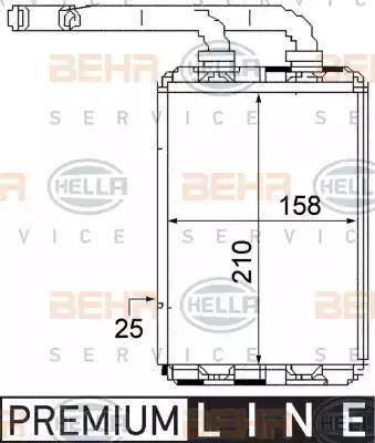 BEHR HELLA Service 8FH 351 313-321 - Теплообмінник, опалення салону autocars.com.ua