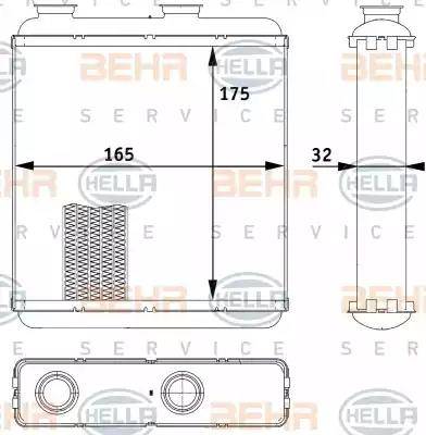 BEHR HELLA Service 8FH 351 313-541 - Теплообмінник, опалення салону autocars.com.ua