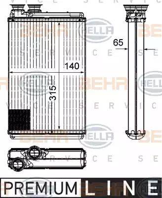 BEHR HELLA Service 8FH 351 315-571 - Теплообмінник, опалення салону autocars.com.ua