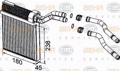 BEHR HELLA Service 8FH 351 315-621 - Теплообмінник, опалення салону autocars.com.ua