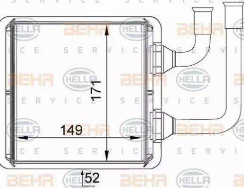 BEHR HELLA Service 8FH 351 333-061 - Теплообмінник, опалення салону autocars.com.ua