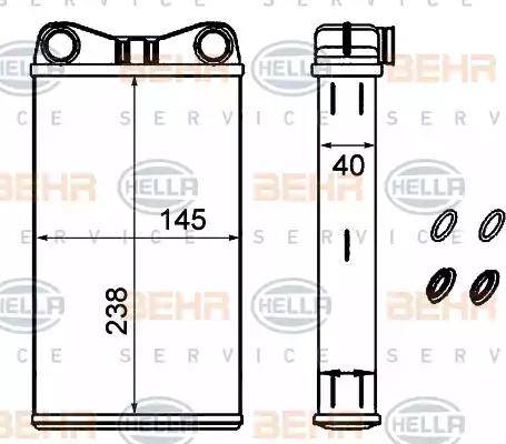 BEHR HELLA Service 8FH 351 333-184 - Теплообмінник, опалення салону autocars.com.ua