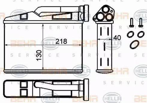 BEHR HELLA Service 8FH 351 333-204 - Теплообмінник, опалення салону autocars.com.ua