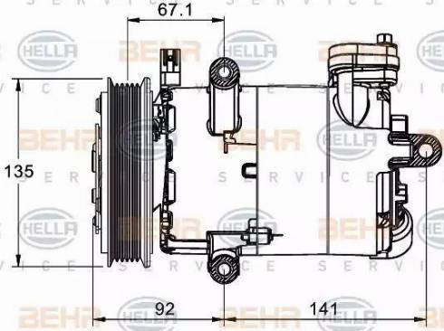 BEHR HELLA Service 8FK 351 334-021 - Компресор, кондиціонер autocars.com.ua