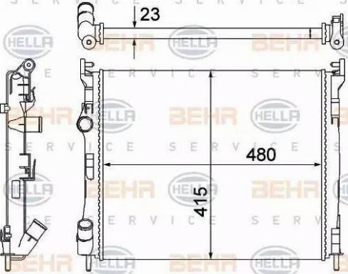 BEHR HELLA Service 8MK 376 700-384 - Радіатор, охолодження двигуна autocars.com.ua