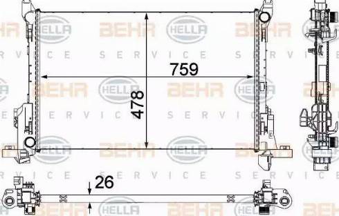 BEHR HELLA Service 8MK 376 701-601 - Радіатор, охолодження двигуна autocars.com.ua