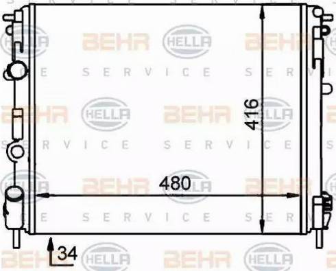 BEHR HELLA Service 8MK 376 701-704 - Радіатор, охолодження двигуна autocars.com.ua