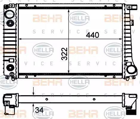 BEHR HELLA Service 8MK 376 703-024 - Радіатор, охолодження двигуна autocars.com.ua