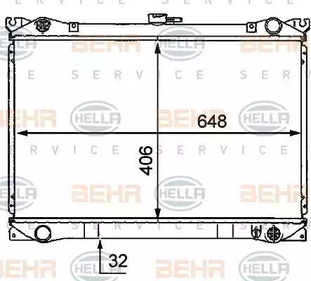 BEHR HELLA Service 8MK 376 707-631 - Радіатор, охолодження двигуна autocars.com.ua