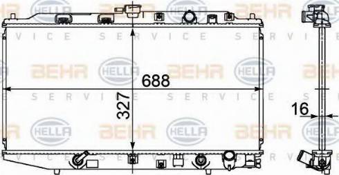 BEHR HELLA Service 8MK 376 707-654 - Радіатор, охолодження двигуна autocars.com.ua