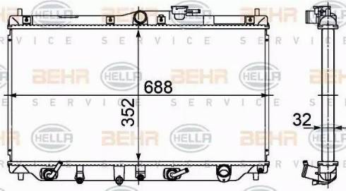 BEHR HELLA Service 8MK 376 708-311 - Радіатор, охолодження двигуна autocars.com.ua