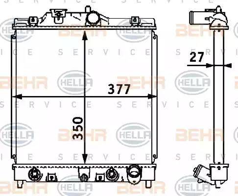 BEHR HELLA Service 8MK 376 708-381 - Радіатор, охолодження двигуна autocars.com.ua