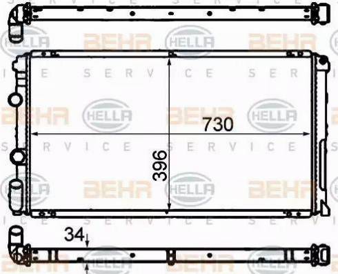 BEHR HELLA Service 8MK 376 708-451 - Радіатор, охолодження двигуна autocars.com.ua