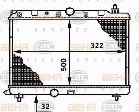 BEHR HELLA Service 8MK 376 708-591 - Радіатор, охолодження двигуна autocars.com.ua