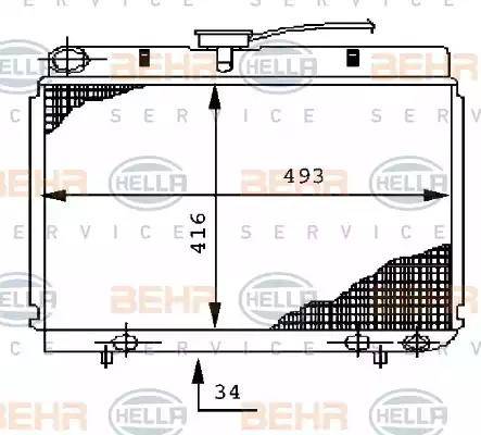 BEHR HELLA Service 8MK 376 710-541 - Радіатор, охолодження двигуна autocars.com.ua