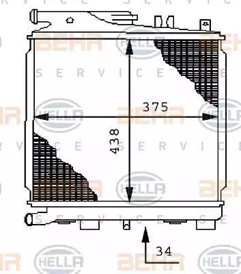 BEHR HELLA Service 8MK 376 710-741 - Радіатор, охолодження двигуна autocars.com.ua